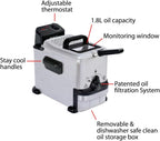 T-fal Compact EZ Clean Stainless Steel Deep Fryer with Basket for Home Use, 1.8 Liter Oil and 1.7 Pound Food Capacity, 1200 Watts, Easy Clean Temp Control, Oil Filtration, 1.8 L