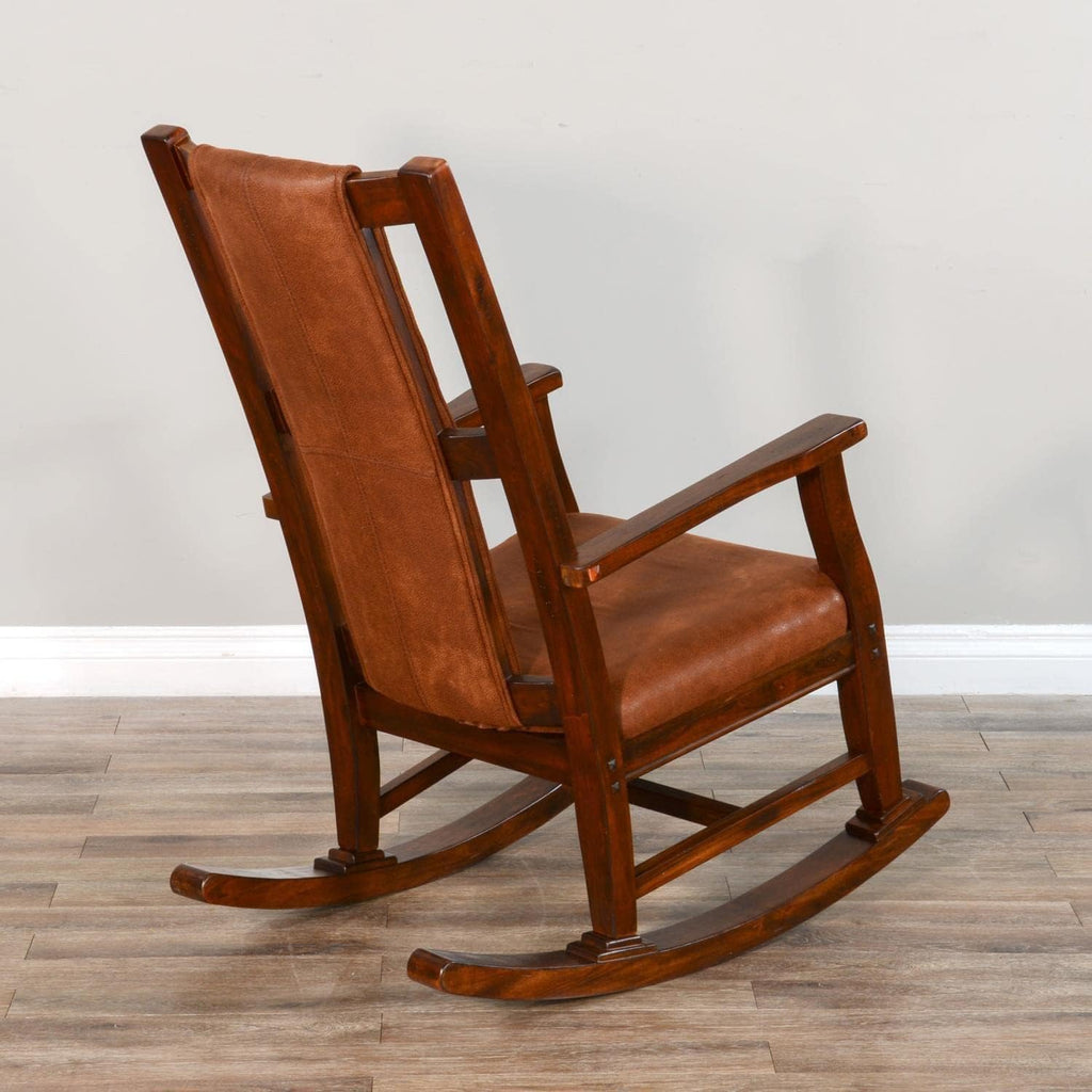 Pemberly Row Wood Rocking Chair, Indoor in Chocolate (41" H x 26" W x 22.5" D) for Living Room with Cushion Seat, High Back, Easy Assembly