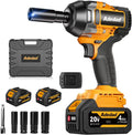 1000N.m Cordless Impact Wrench 1/2 inch,20V 740ft-lbs High Torque Impact Gun with 2 x 4.0 AH Batteries,Sockets and Case,Brushless Power Impact Driver for Automotive and Heavy Duty Use