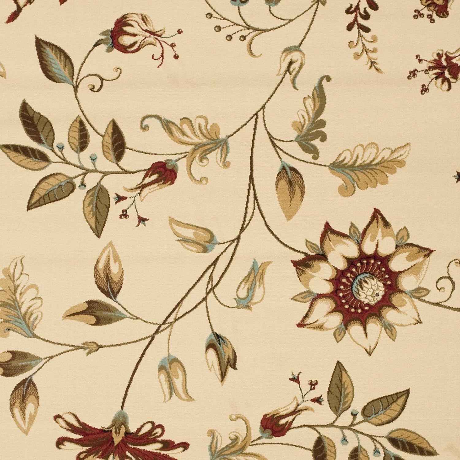 SAFAVIEH Lyndhurst Collection Area Rug - 8' x 11', Ivory & Multi, Traditional Floral Design, Non-Shedding & Easy Care, Ideal for High Traffic Areas in Living Room, Bedroom (LNH552-1291)