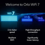 NETGEAR Orbi 870 Series Tri-Band WiFi 7 Mesh System (RBE873) - Router + 2 Satellite Extenders  Security Features  Up to 21 Gbps  Covers Up to 9 000 Sq. Ft.  150 Devices  10 Gig Internet Port  BE21000
