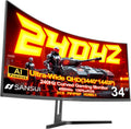 SANSUI 34 Inch 240Hz Ultrawide Curved Gaming Monitor UWQHD 3440×1440  21:9 2K Curved Monitor 1500R HDR400 Fast VA  PIP/PBP AI Crosshair AIPQ(Visual Enhance) MPRT 1ms HDMI2.1*2 DP1.4*2(DP Cable Incl.)