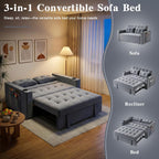 3-in-1 Pull Out Sofa Bed with Charging Station, Cup Holder & Side Storage - 70" Multi-Functional Recliner Sofa Bed for Home Living Room Grey 2