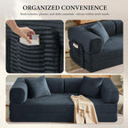 Boneless Couch Folding Couches for Living Room Sofa, Futon Sofa Bed with Sleeper Sofa, Futon Couch with Fixed-Shape Oversized Corduroy Upholstered (Dark Gray, 81 Inches)