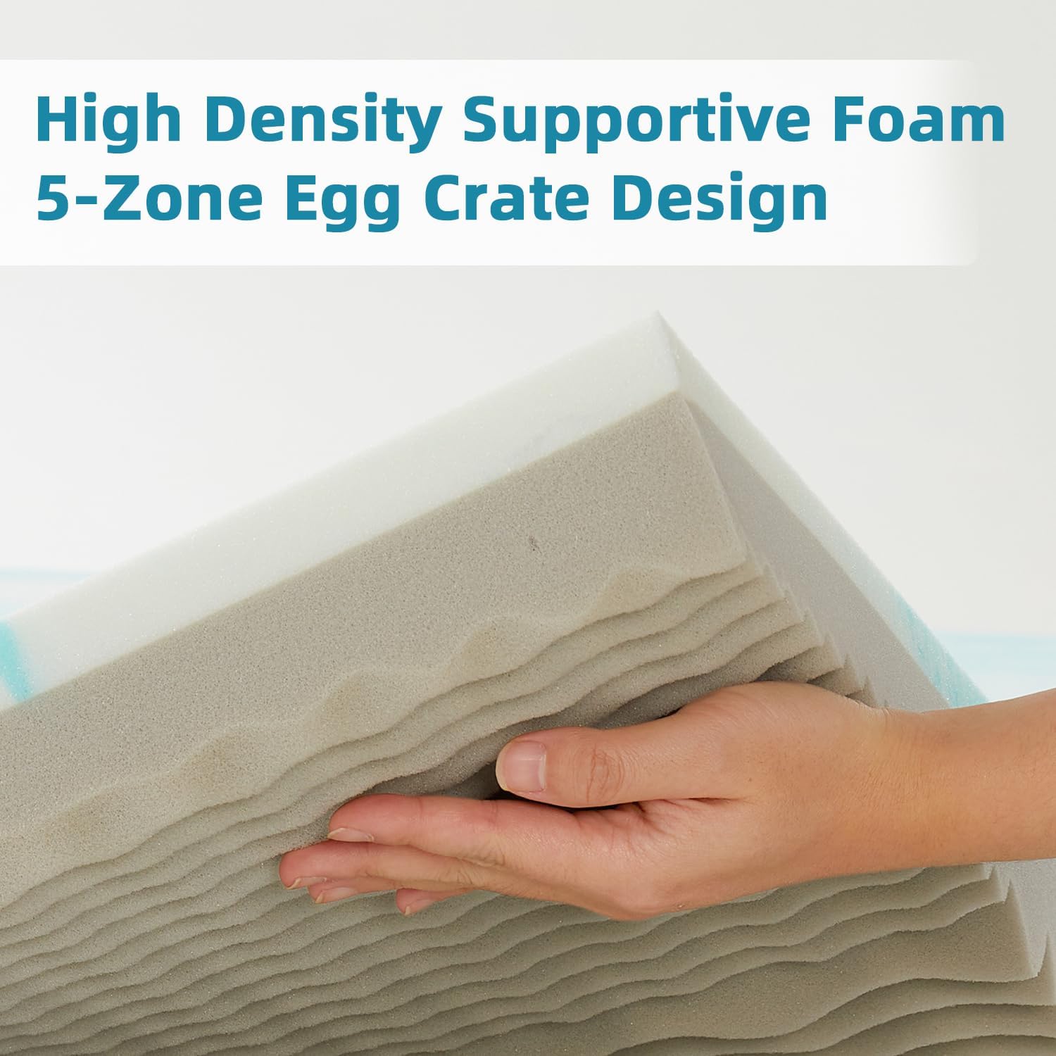 SAPHREAS Memory Foam Mattress Topper King Size, Back Pain & Pressure Relief, 3" Cooling Gel Memory Foam and 1" Soft Ventilated Mattress Pad Cover, 5-Zone Egg Crate Bed Topper