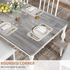 Rectangular Dining Table for 6, 71 in Rustic Farmhouse Kitchen Table with Large Tabletop, Long Wooden Dining Room Table with Heavy Duty Legs, Dinette and Dinner Desk for Party, Big Family, Grey