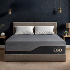 EGOHOME 14 Inch Queen Mattress, Copper Gel Memory Foam Mattress for Pain Relief, Therapeutic Mattress in a Box, CertiPUR-US Certified, Fiberglass Free Medium Mattress, Black