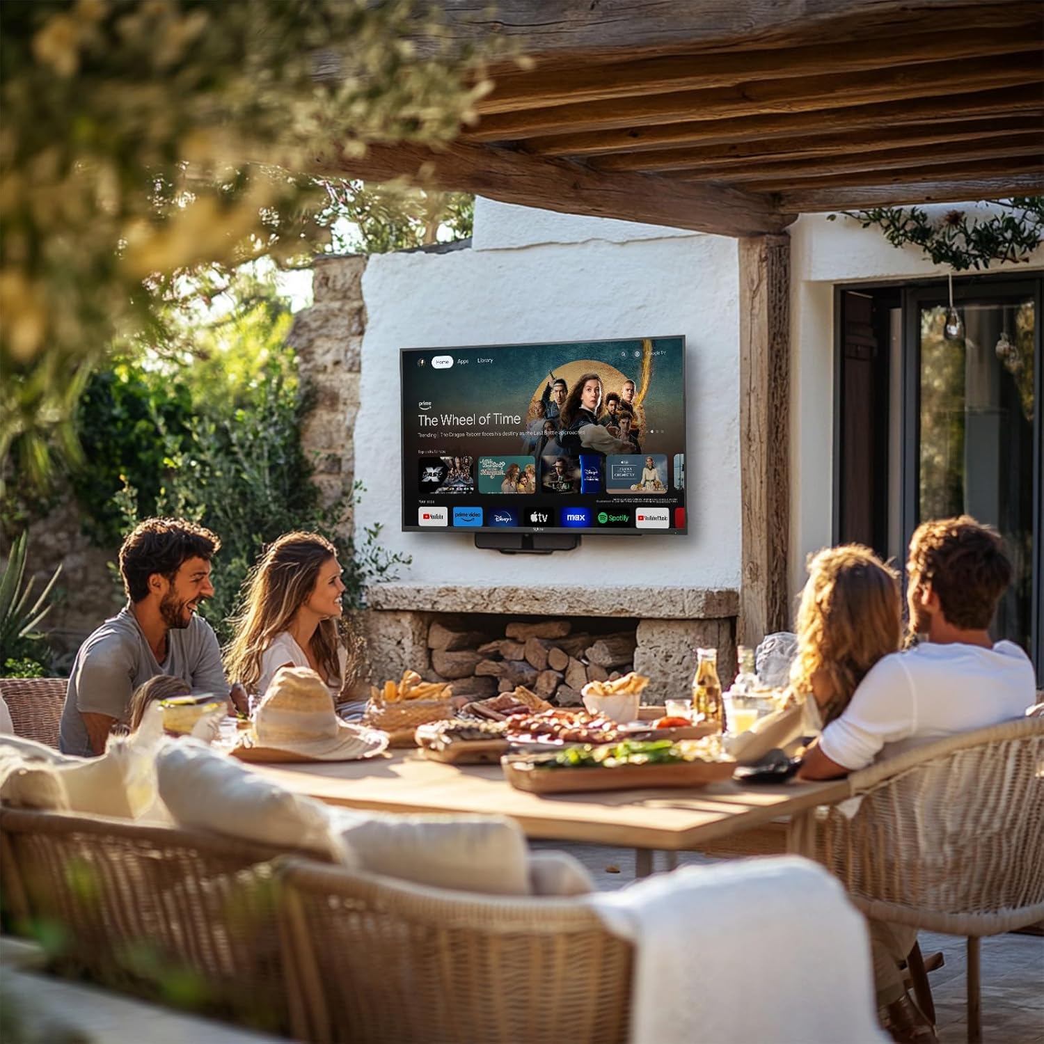 SYLVOX 50 Inch Outdoor Smart Television Weatherproof Google TV  4K 700NIT High Brightness Temperature Resistant IP55 Waterproof TVs  Anti-Scratch  Suitable for Partial Sun (Patio Series)