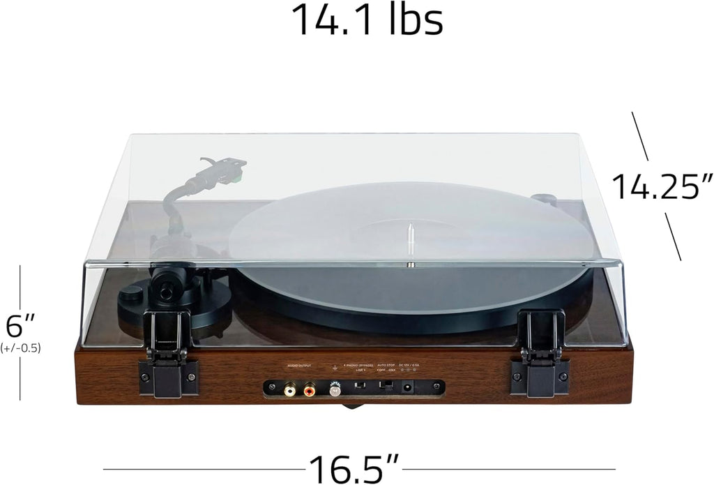 Fluance RT81+ Elite High Fidelity Vinyl Turntable Record Player  Audio Technica VM95E Cartridge  Anti-Resonant Platter  Acrylic Mat  Phono Preamp Wood Plinth Adjustable Isolation Feet - Natural Walnut