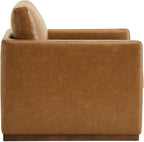 CHITA Swivel Accent Chair, Faux Leather FSC Certified Mid Century Modern Arm Chair for Living Room and Bedroom, Fully Assembled, Saddle Brown