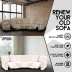 ULTICOR 7-Piece Sectional Recliner Sofa Covers, Velvet Stretch Reclining Couch Covers for Reclining Sofa, Thick, Soft, Washable (Ivory, L Shape 5 Seat Recliner Cover)