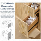 T4TREAM 48 Inch Bathroom Vanity with Sink, Modern Fluted Large Double Sink Bathroom Vanity with 2 Storage Cabinets, Adjustable Shelf, and 2 Drawers, Natural Oak