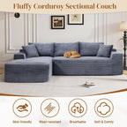 95" Boneless Cloud Sectional Couches for Living Room, Comfy Fluffy L Shaped Memory Foam Deep Seat Boneless Couch, Modular Sectional Sofa with Left Facing Chaise, Grey