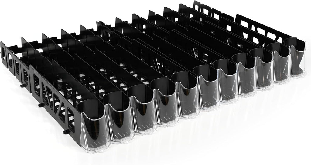 Display Technologies Drink Organizer for Fridge, Visi-Fast Spring-Loaded Beverage Glides for 12oz slim, 11-Wide, 24" D, 6-Pack