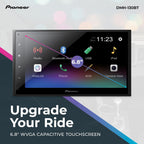 Pioneer DMH-130BT 6.8" Resistive Touchscreen  Double Din – Bluetooth  Backup Camera  USB  FLAC  AM/FM Radio  Short Chassis  50W x 4 Output  Steering Wheel Input
