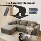 107.5" Cloud Modular Sectional Sofa Couch with L-Shape Chaise,Modern Minimalist Upholstered Couches for Living Room Bedroom,Deep Seat Corner Couch .No Assembly Required (Camel,Left Facing Chaise)