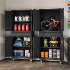 DEVAISE Metal Garage Storage Cabinet with Locking Doors and Drawer,71" Tool Cabinet with Adjustable Shelves & Wheels, 71" Steel Cabinet for Garage, Warehouse (Black)