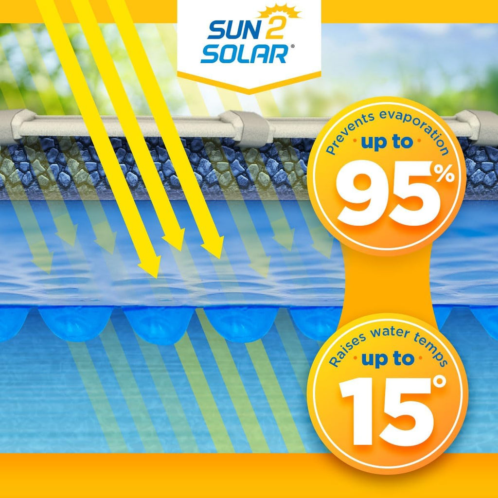 Sun2Solar Blue 20 ft x 40 ft Rectangle Solar Cover | 800 Series | Heat Retaining Blanket for Rectangular Inground & Above Ground Swimming Pools | Use Sun to Heat Pool | Bubble Heating Blankets