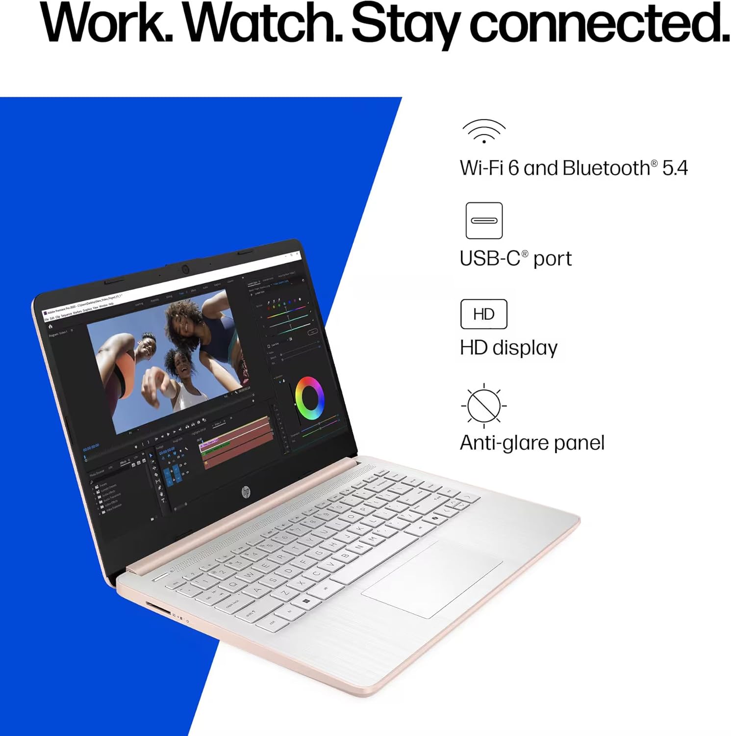 HP 14" Laptop Thin and Light for 2026 Student Business with Office Suite  Copilot AI  Intel CPU Up to 2.8GHz  16GB RAM  628GB Storage (128GB SSD+500GB Ext)  WiFi 6  Win 11 Pro  MarxsolAddon  Rosegold