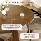 GRUSIGN Round Dining Table for 4-6, 47" Kitchen Table for Dining Room, Circle Farmhouse Kitchen Table, Wood Dinner Table for Kitchen, Living Room, Apartment