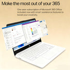 HP 14" HD Laptop - Intel Celeron  8GB RAM  64GB eMMC - Lightweight & 12H Battery  Sleek Design with Multiple Ports  Webcam/Mic for Business/Students/Tourists - Microsoft 365 Included  Snowflake White