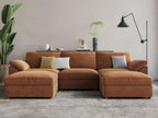 EASE MOOSE Brown Sectional Modular Sofa,Comfty U Shape Sectional FSC Certified Modern Deep Seat Couch,Brown Modular Cloud Couch,Removable and Washable
