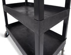Stand Steady Tubstr 2 Shelf Utility Cart Supports Up to 250 lbs - Heavy-Duty Plastic Service Push Cart with Deep Shelves and 5" Casters, for Offices, Warehouse Storage, Garage (Black, 32 x 18 x 51)