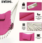 Hammock Chair with Stand,Heavy-Duty Hanging Chair with Stand, for Indoor Outdoor,Sturdy Swing Chair Stand Max Load 350 pounds(Hammock Chair Included) (Pink)