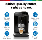 Bosch 300 Series Fully Automatic Espresso and Coffee Machine – One Touch Milk Drinks, Built-In Ceramic Grinder, In-Cup Frother, Easy Clean and Descale, Black TIU20109