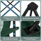 Colegence Heavy Duty Camping Chair for Adults, Oversized Heavy People Foldable Outside Camp Chairs Carry Bag Included, with Cooler Bag Cup Holder, Side Pocket for Lawn,Sport,Outdoor,Dark Green