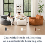 Giant Plush Bean Bag Chair for Adults with Armrests - Oversized Comfy Orange Beanbag Lounge Lazy Floor Sofa Accent Chair for Living Room, Bedroom & Dorm, Cozy Fluffy Single Cloud Mini Couch