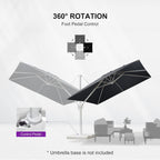 PURPLE LEAF 10 FT Patio Umbrella White Cantilever Umbrella Square Aluminum Offset Outdoor Umbrella Hanging Windproof with 360° Rotation for Garden Deck Pool, Grey