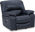 Signature Design By Ashley Leesworth Modern Power Rocker Recliner, USB Port, Gentle Rocking, Top Grain Leather and Matched Leather, 41" W x 41" D x 41" H, Blue