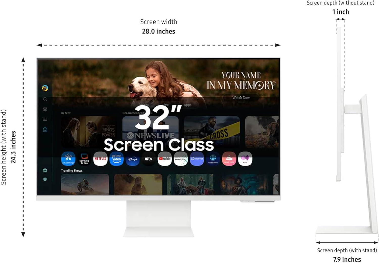 Samsung 32” Smart Monitor M8 (M80F) 4K UHD Display  Samsung Vision AI  Smart TV Apps  Gaming Hub  USB-C  HDMI and USB-A  White  LS32FM803UNXZA  2025