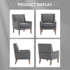 COLAMY Modern Wingback Living Room Chair, Upholstered Fabric Accent Armchair, Single Sofa Chair with Lounge Seat and Wood Legs for Bedroom/Office/Reading Spaces, Gery