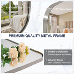 ANDY STAR Brushed Nickel Bathroom Mirror, 32x48 Oblong Mirror with Stainless Steel Metal Frame, Silver Oval Vanity Mirror for Over Sink, Modern Anti Rust Wall Mounted
