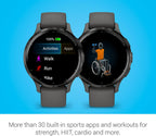 Garmin Venu 3S Running GPS Smartwatch with AMOLED Display  Advanced Health  Fitness Features  Up to 14 Day Battery Life with Signature Series Modern Power Stand | Slate with Pebble Gray Silicone Band