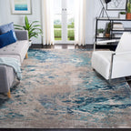 SAFAVIEH Madison Collection X-Large Area Rug - 12' x 18', Blue & Grey, Modern Boho Abstract Design, Non-Shedding & Easy Care, Ideal for High Traffic Areas in Living Room, Bedroom (MAD440M)