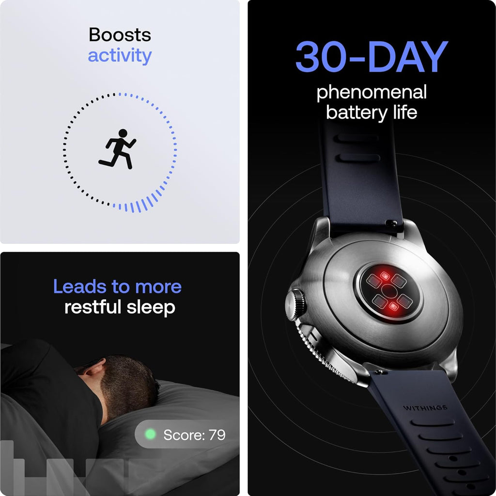 WITHINGS Scanwatch Nova - Heart Health Hybrid Smart Watch for Men & Women - SPO2, Temperature Monitoring, Sleep, Respiratory Health, Cycle Monitoring, 30-day Battery Life, Apple iOS/Android