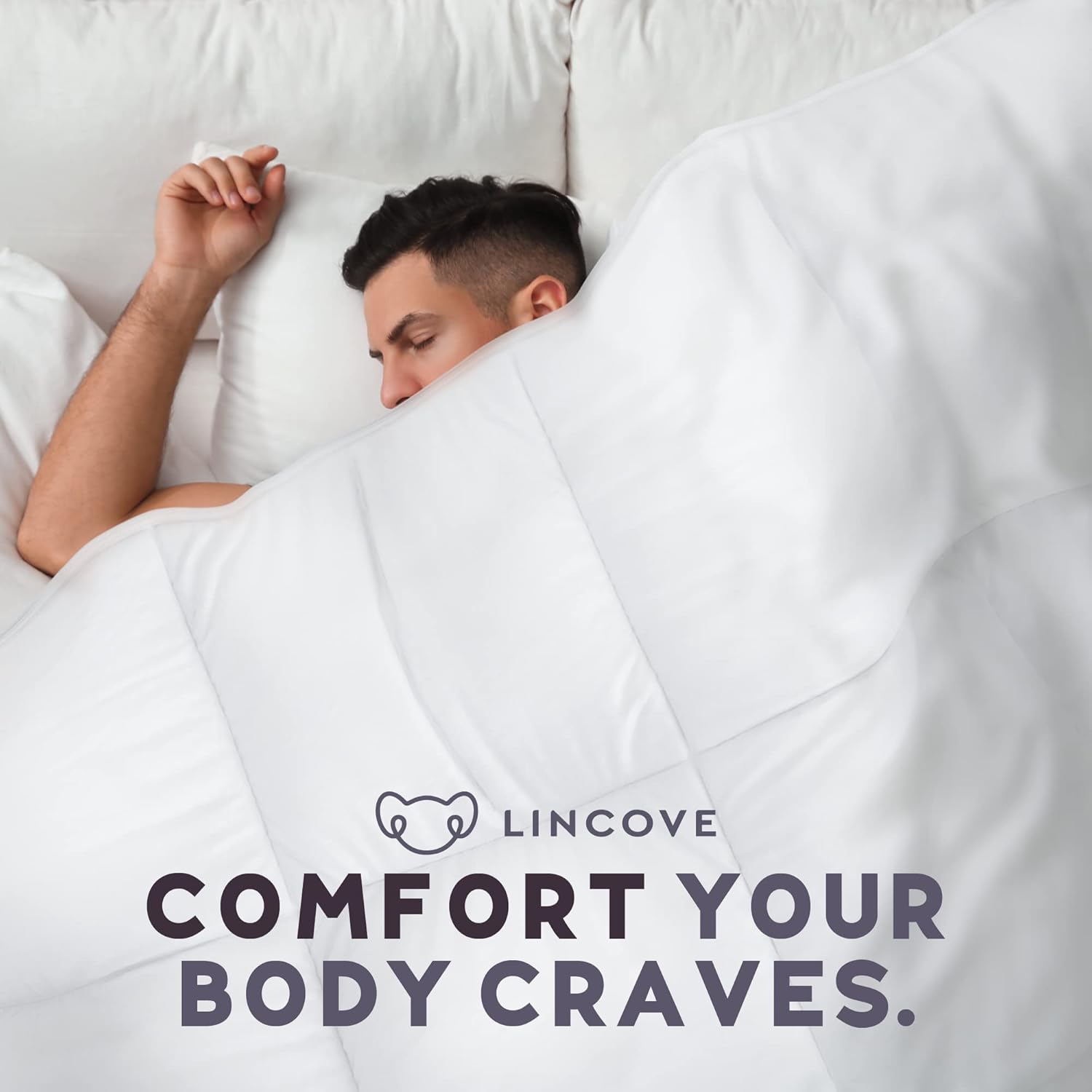 Lincove Canadian Down Comforter – Extremely Soft and Lightweight Duvet Insert – Corner Loops in Each Corner, 600 Thread Count - 100% Cotton Sateen Shell, Queen