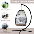Hanging Egg Swing Chair Outdoor Hammock with Stand, Wicker Rattan Patio Chair, Swings for Adults, Chairs Outside, Patio, Bedroom, Garden & Balcony