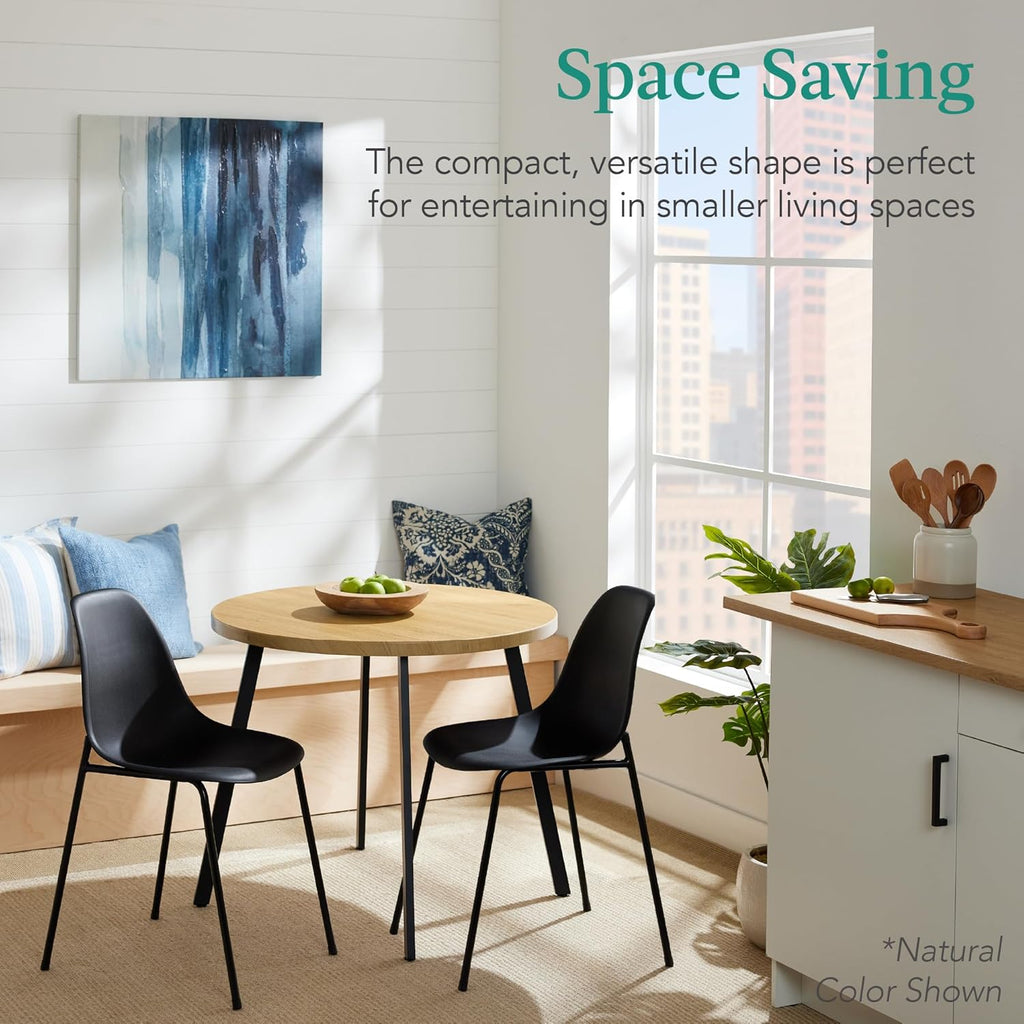 Best Choice Products Round Dining Table 35.5”, Mid-Century Modern Kitchen Table for 2-4 People, Small Space Apartment Dinette, Wood Top W/Steel Legs - Gray