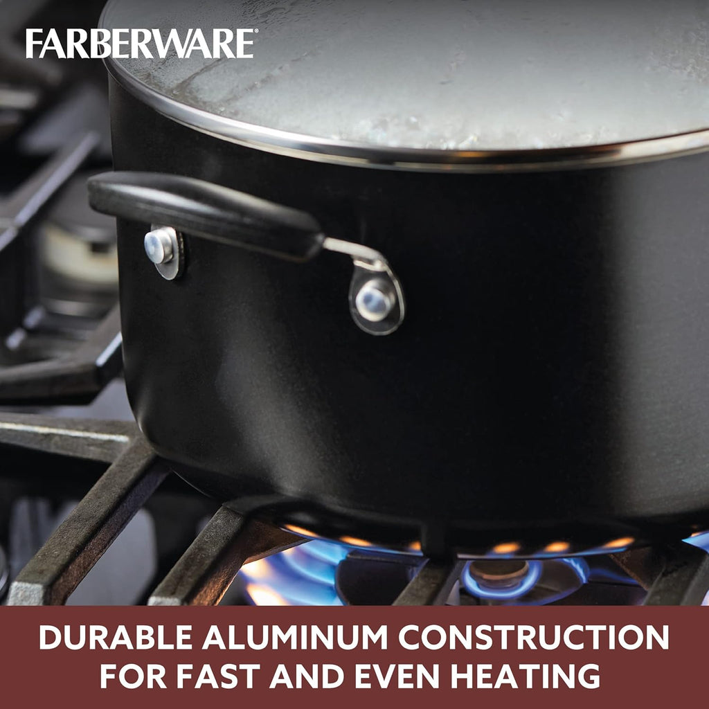 Farberware Smart Control Nonstick Cookware Pots and Pans Set, 14 Piece, Black