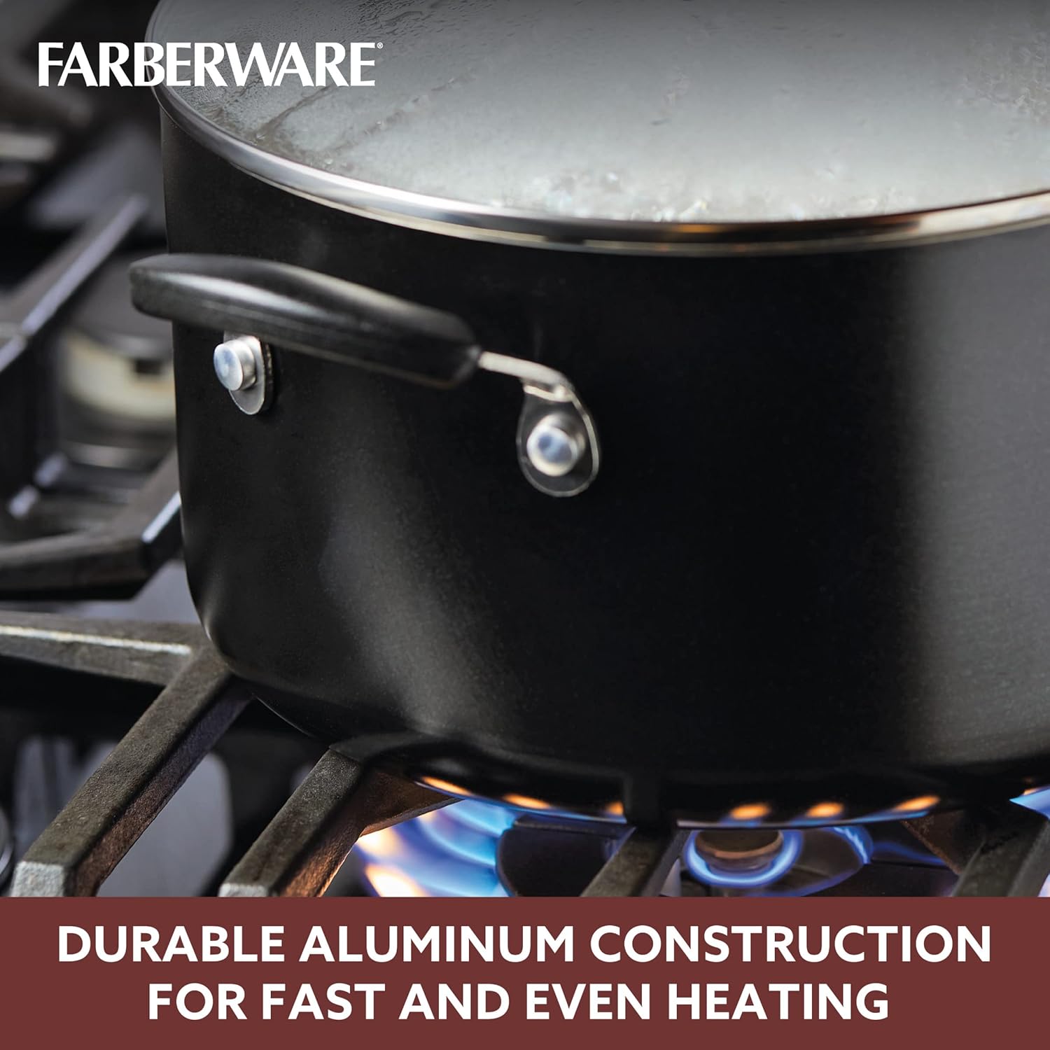 Farberware Smart Control Nonstick Cookware Pots and Pans Set, 14 Piece, Black