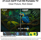 27 Inch Portable Smart TV  Android 14 OS  Built-in Battery Powered  FHD HDR Display  60Hz Refresh Rate  Dolby Audio  WiFi  Chromecast  Voice Remote  for Bedroom  Game Day Parties  Camping & Travel