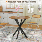 Unovivy 31.5" Small Round Dining Table for 2-4, Space Saving Circle Kitchen Dinner Table, Industrial Mid Century Modern Dining Room Desk for Kitchen, Apartment, Light Brown