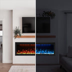 Valuxhome 60inch Recessed Electric Fireplace, Ultra Narrow Frame Design, 13 Flame Colors, 400 Sq.ft, 750/1500W