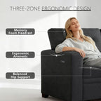 Dreamzie L Shaped Sectional Sleeper Sofa with Storage Chaise, 3 Seater Pull Out Couch for Living Room, Convertible Sofa Bed Couch with Charging Ports for Apartment, Office - Dark Grey | Linen