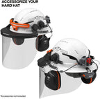 Klein Tools 60407T2RL Type 2 Hard Hat, Vented Full Brim, Class C Hard Hat with Chin Strap, 6-Point Suspension with Accessory Mounts, Washable Padding, and Rechargeable Headlamp