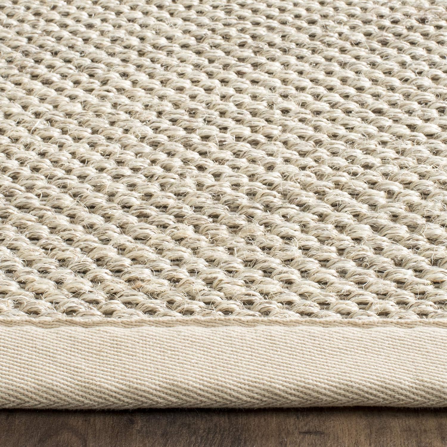 SAFAVIEH Area Rug 8' Square - Natural Fiber Collection - Marble & Beige, Sisal, Woven Design with Border (NF143C)